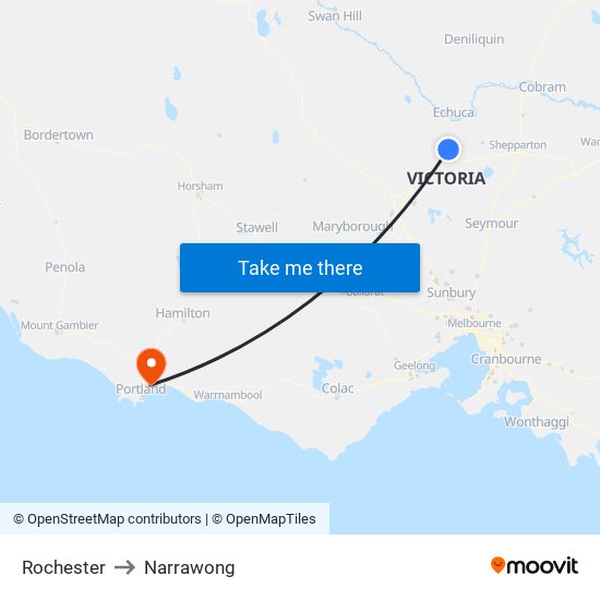 Rochester to Narrawong map