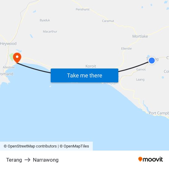 Terang to Narrawong map