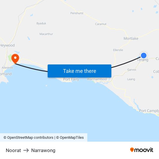 Noorat to Narrawong map