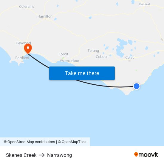 Skenes Creek to Narrawong map