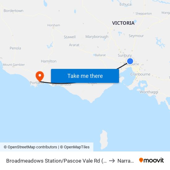 Broadmeadows Station/Pascoe Vale Rd (Broadmeadows) to Narrawong map