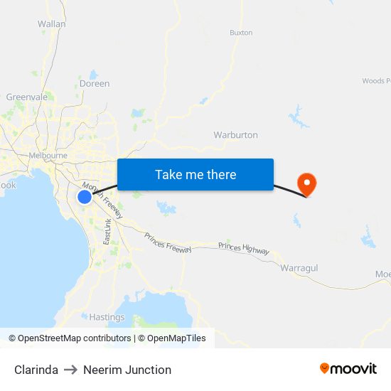 Clarinda to Neerim Junction map