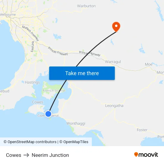 Cowes to Neerim Junction map