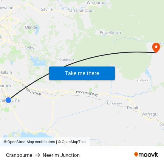 Cranbourne to Neerim Junction map