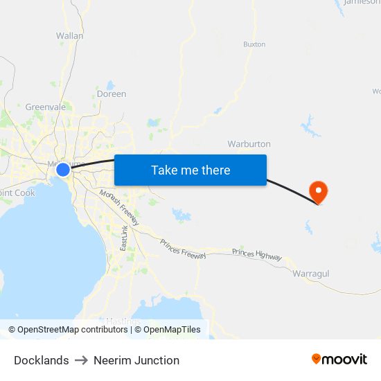 Docklands to Neerim Junction map