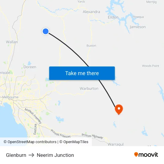Glenburn to Neerim Junction map