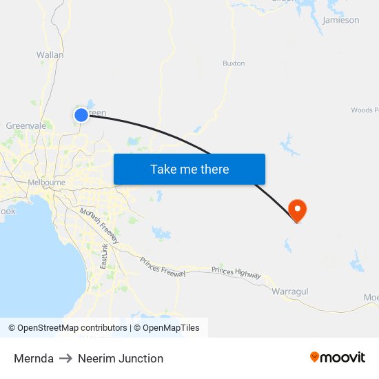 Mernda to Neerim Junction map