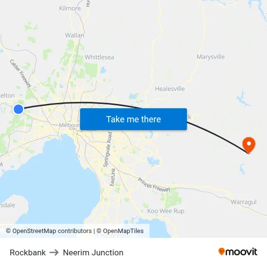 Rockbank to Neerim Junction map