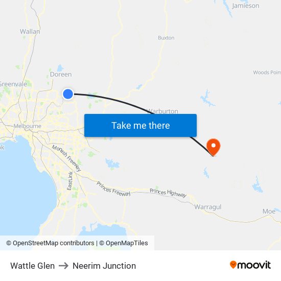 Wattle Glen to Neerim Junction map