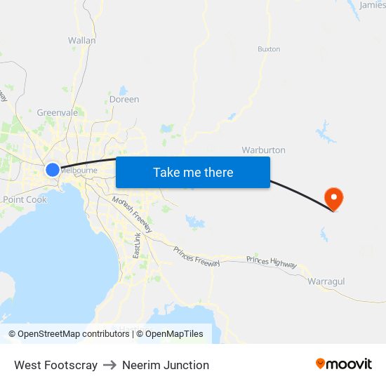 West Footscray to Neerim Junction map
