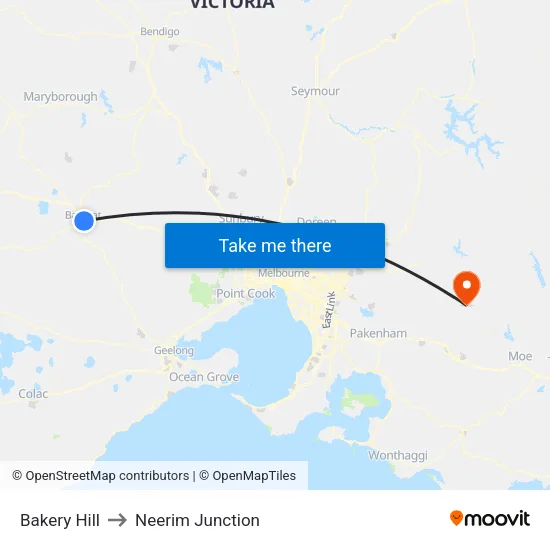 Bakery Hill to Neerim Junction map