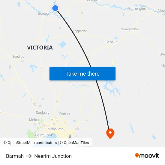 Barmah to Neerim Junction map