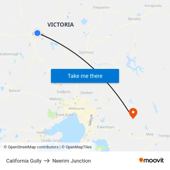 California Gully to Neerim Junction map