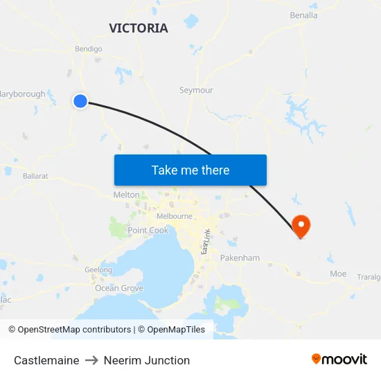 Castlemaine to Neerim Junction map