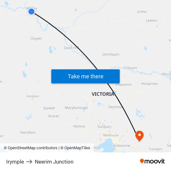 Irymple to Neerim Junction map