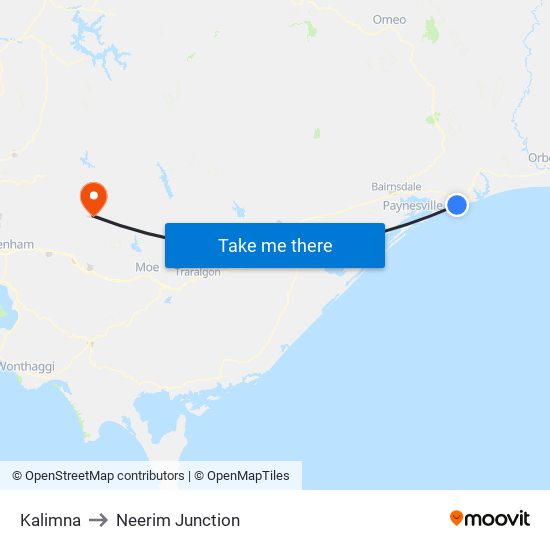 Kalimna to Neerim Junction map