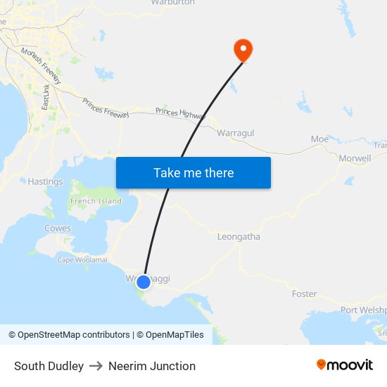South Dudley to Neerim Junction map