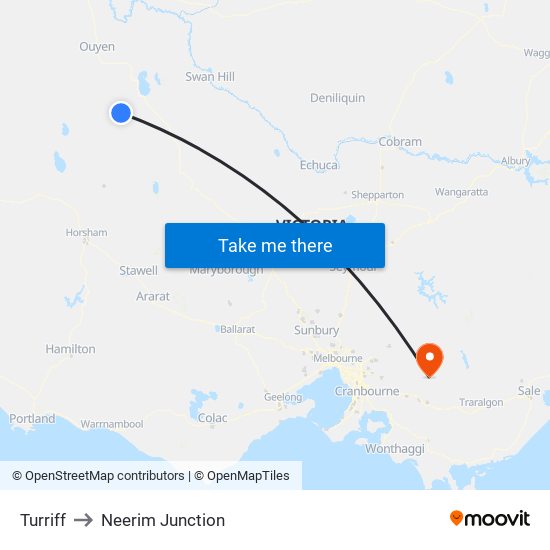 Turriff to Neerim Junction map