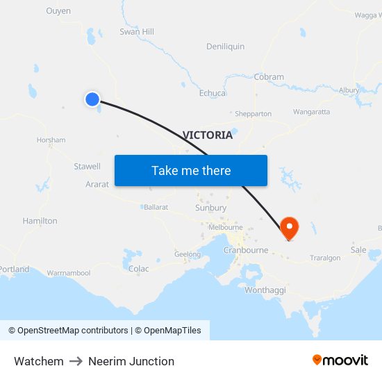 Watchem to Neerim Junction map