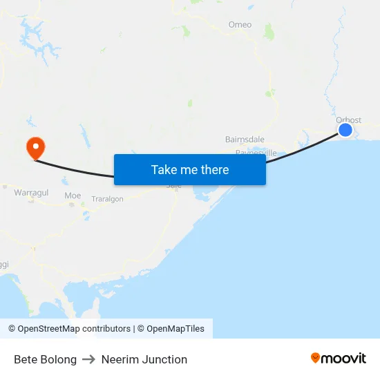 Bete Bolong to Neerim Junction map