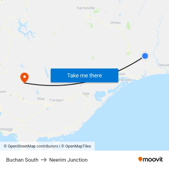 Buchan South to Neerim Junction map