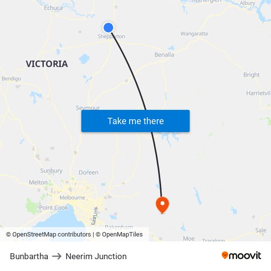 Bunbartha to Neerim Junction map