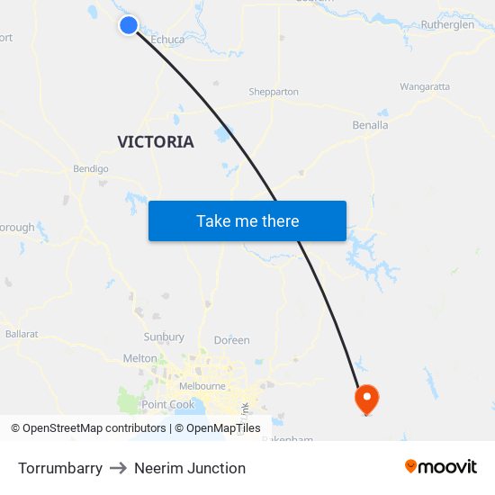 Torrumbarry to Neerim Junction map