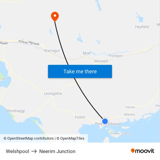 Welshpool to Neerim Junction map