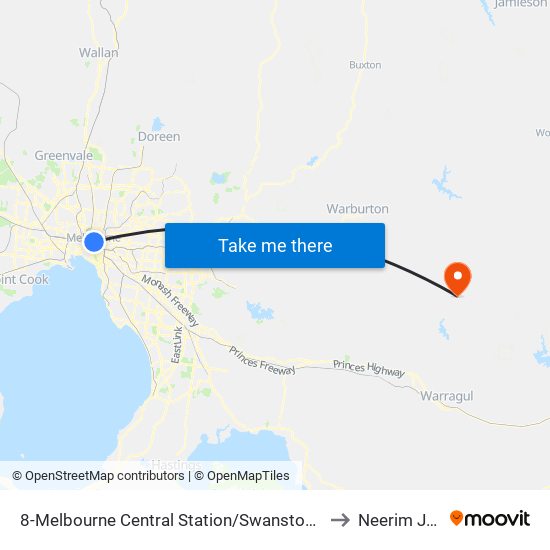8-Melbourne Central Station/Swanston St (Melbourne City) to Neerim Junction map