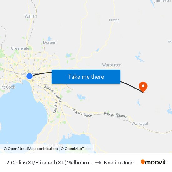 2-Collins St/Elizabeth St (Melbourne City) to Neerim Junction map