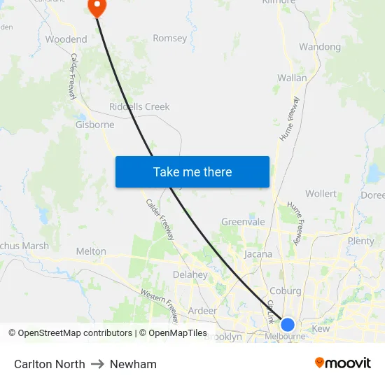 Carlton North to Newham map