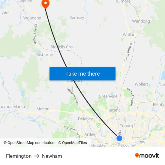 Flemington to Newham map