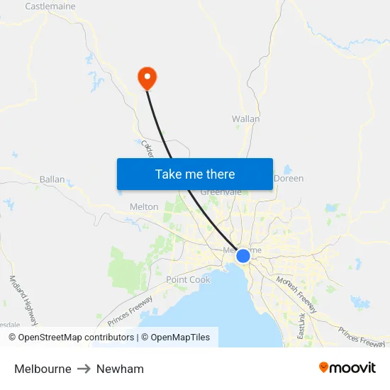 Melbourne to Newham map