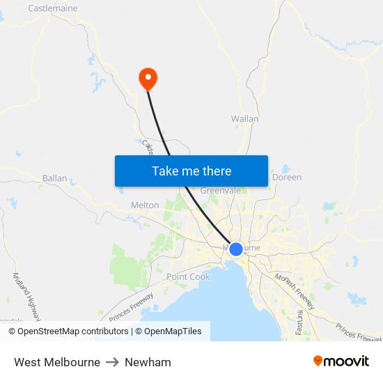 West Melbourne to Newham map