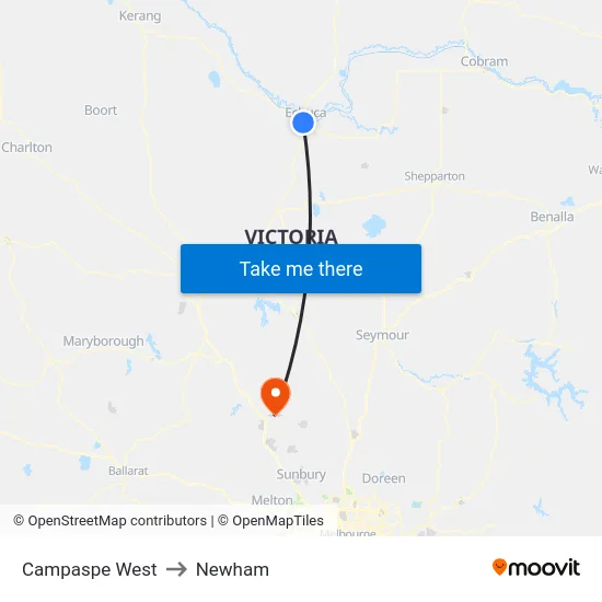 Campaspe West to Newham map