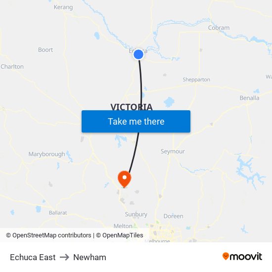 Echuca East to Newham map