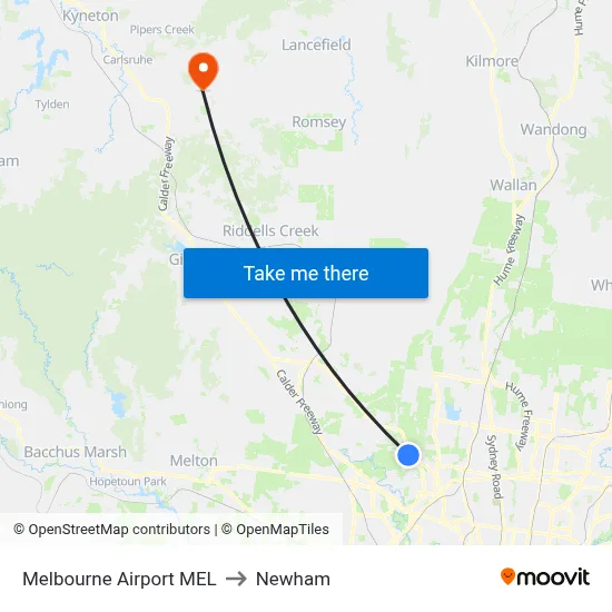 Melbourne Airport MEL to Newham map