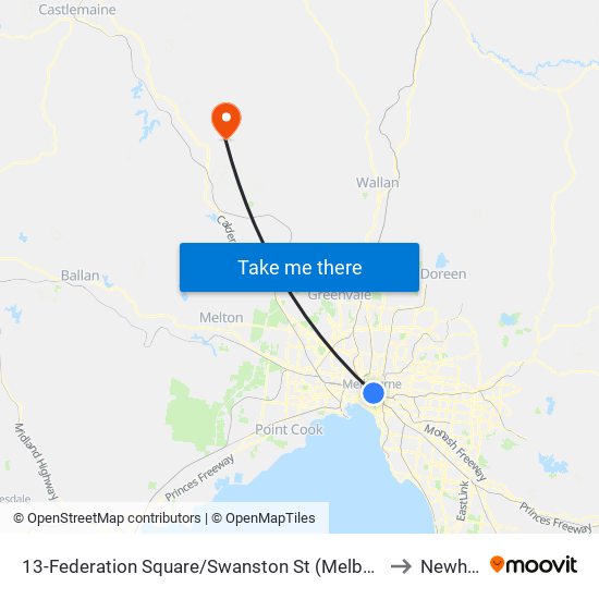 13-Federation Square/Swanston St (Melbourne City) to Newham map