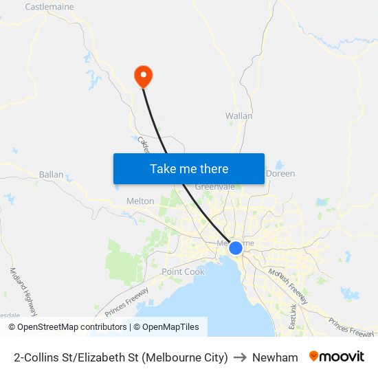 2-Collins St/Elizabeth St (Melbourne City) to Newham map