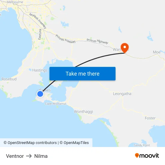 Ventnor to Nilma map