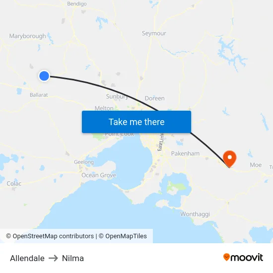 Allendale to Nilma map