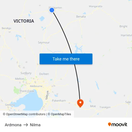 Ardmona to Nilma map