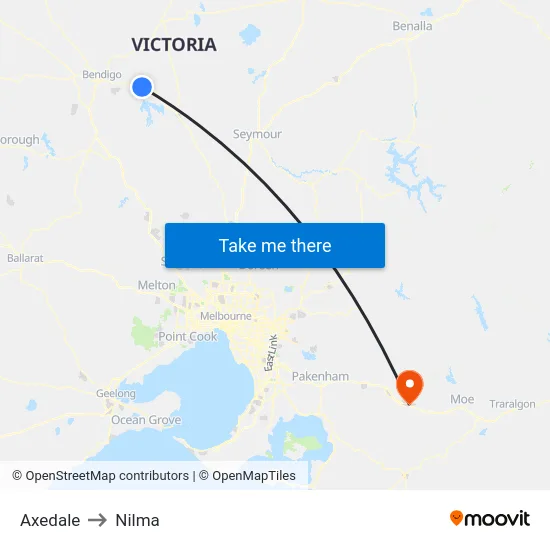 Axedale to Nilma map