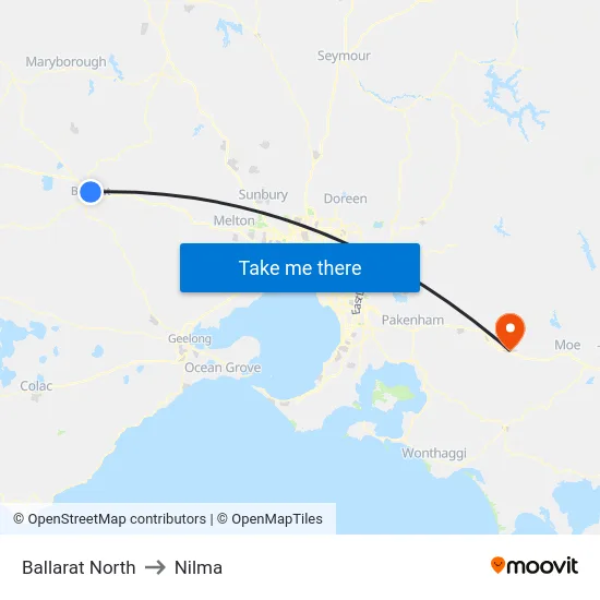 Ballarat North to Nilma map