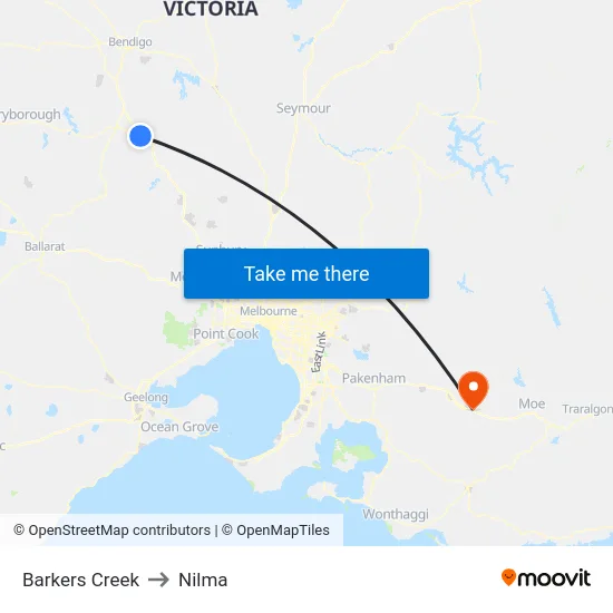 Barkers Creek to Nilma map