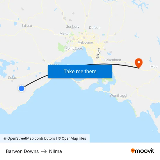 Barwon Downs to Nilma map