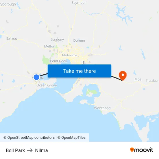Bell Park to Nilma map