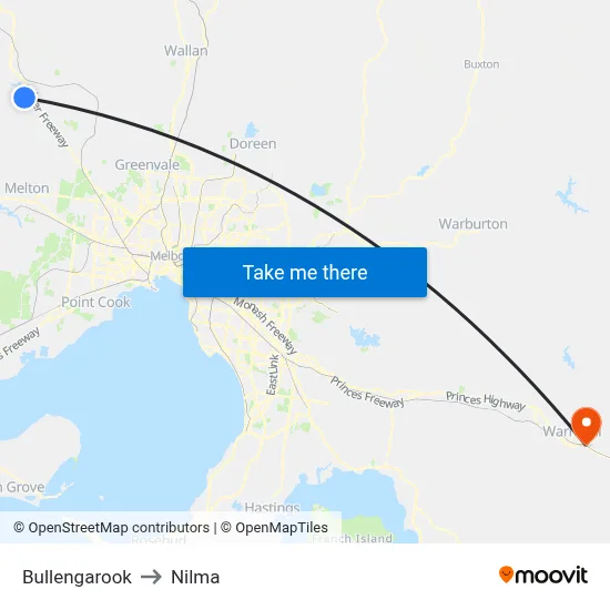 Bullengarook to Nilma map