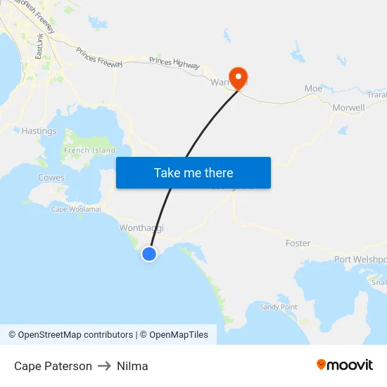 Cape Paterson to Nilma map