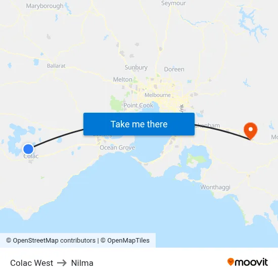 Colac West to Nilma map